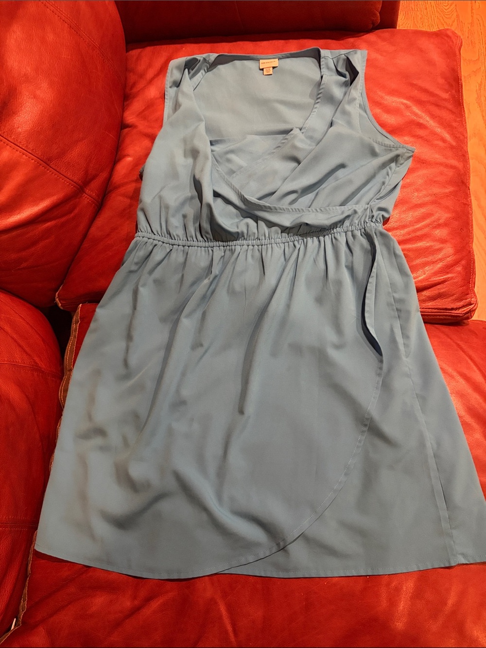 Merona Sleeveless Blue Wrap-Front Women's Dress Large